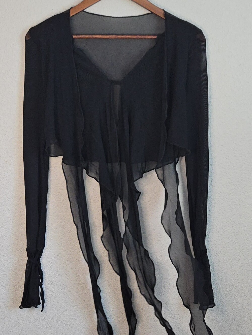 Sheer Ruffle Shrug Bolero - Black